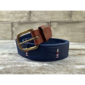 Leather Man Belt  42 Waist Top Grain Leather Ends Lighthouse Fabric On  Canvas